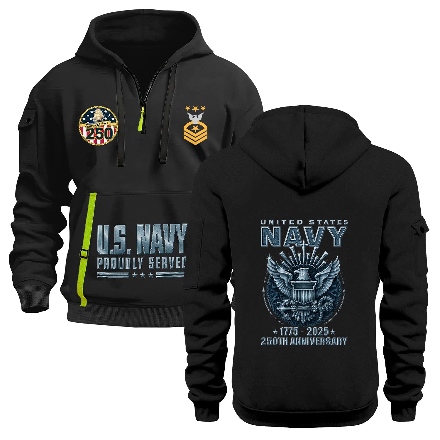 Personalized US Navy Quarter Zip Hoodie TQZ07