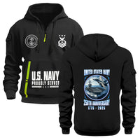 Custom US Navy Ranks Quarter Zip Hoodie TQZ03