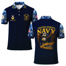 US Navy 250th Anniversary Polo Shirt – Custom Rank & Text with Camo Sleeves