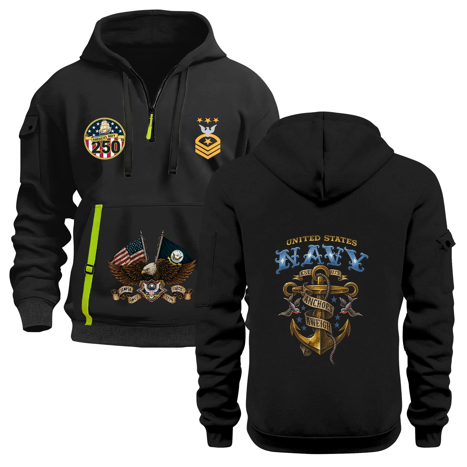Personalized US Navy Quarter Zip Hoodie TQZ06