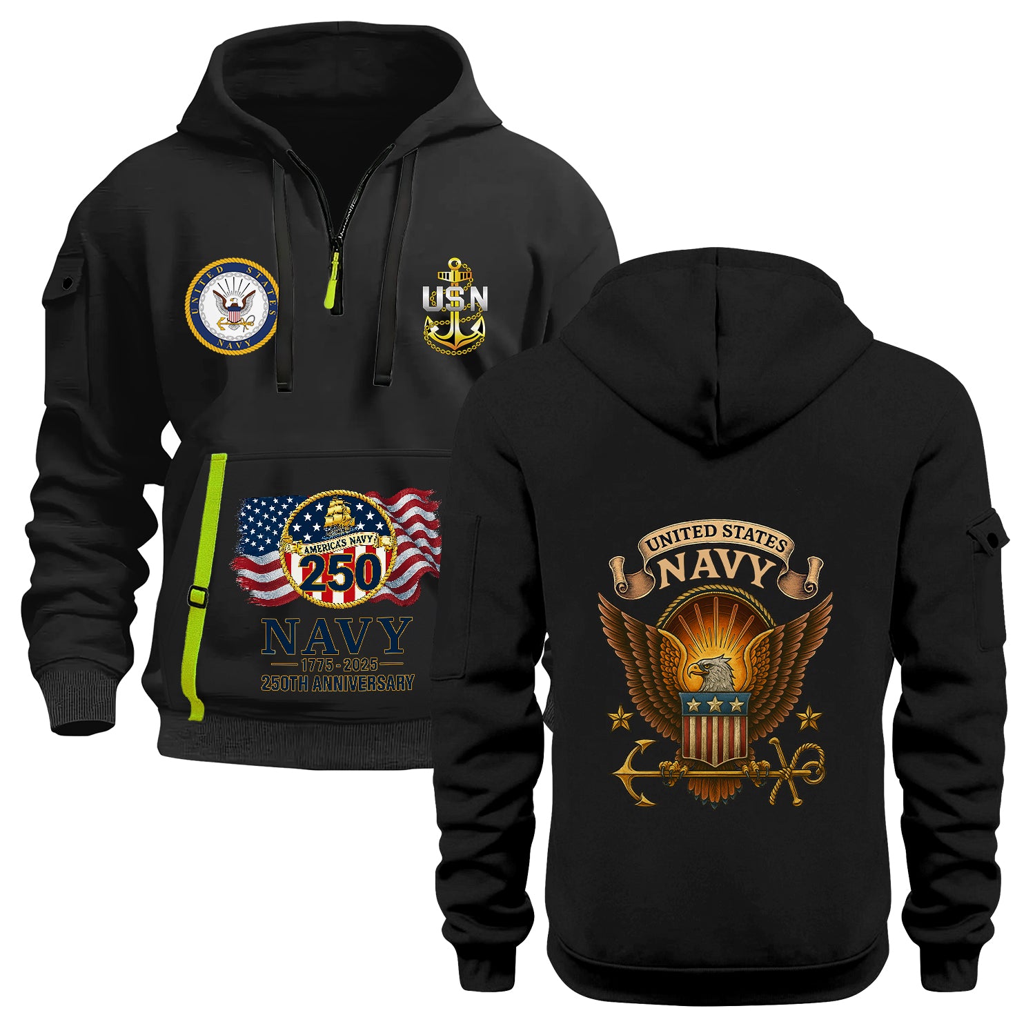 Personalized US Navy Quarter Zip Hoodie TQZ08