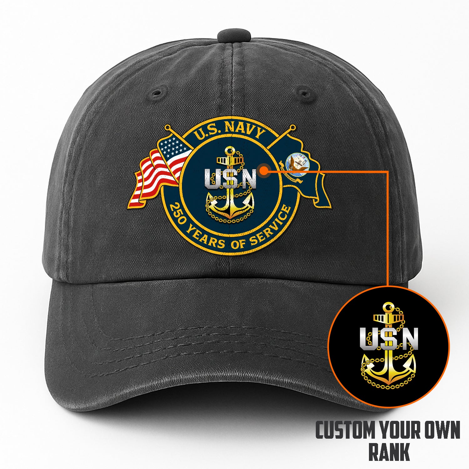Custom Ranks & Text Premium Washed Denim Cap DC012
