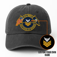 Premium Washed Denim Cap – Embroidered-Effect Print DC008