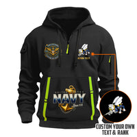 Personalized US Navy Quater Zip Hoodie JQZ11