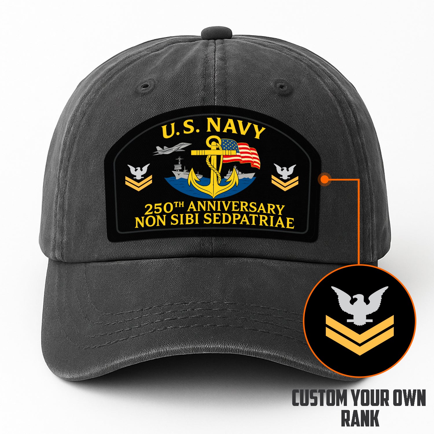 Custom Ranks & Text Premium Washed Denim Cap DC010