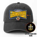 Custom Ranks & Text Premium Washed Denim Cap DC016