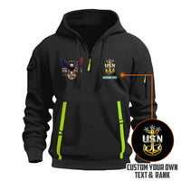 Personalized US Navy Quater Zip Hoodie JQZ05
