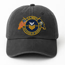 Premium Washed Denim Cap – Embroidered-Effect Print DC008