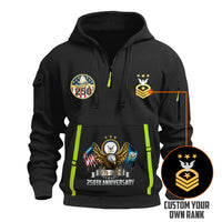 Custom US Navy Ranks Quarter Zip Hoodie TQZ05