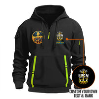 Personalized US Navy Quater Zip Hoodie JQZ07
