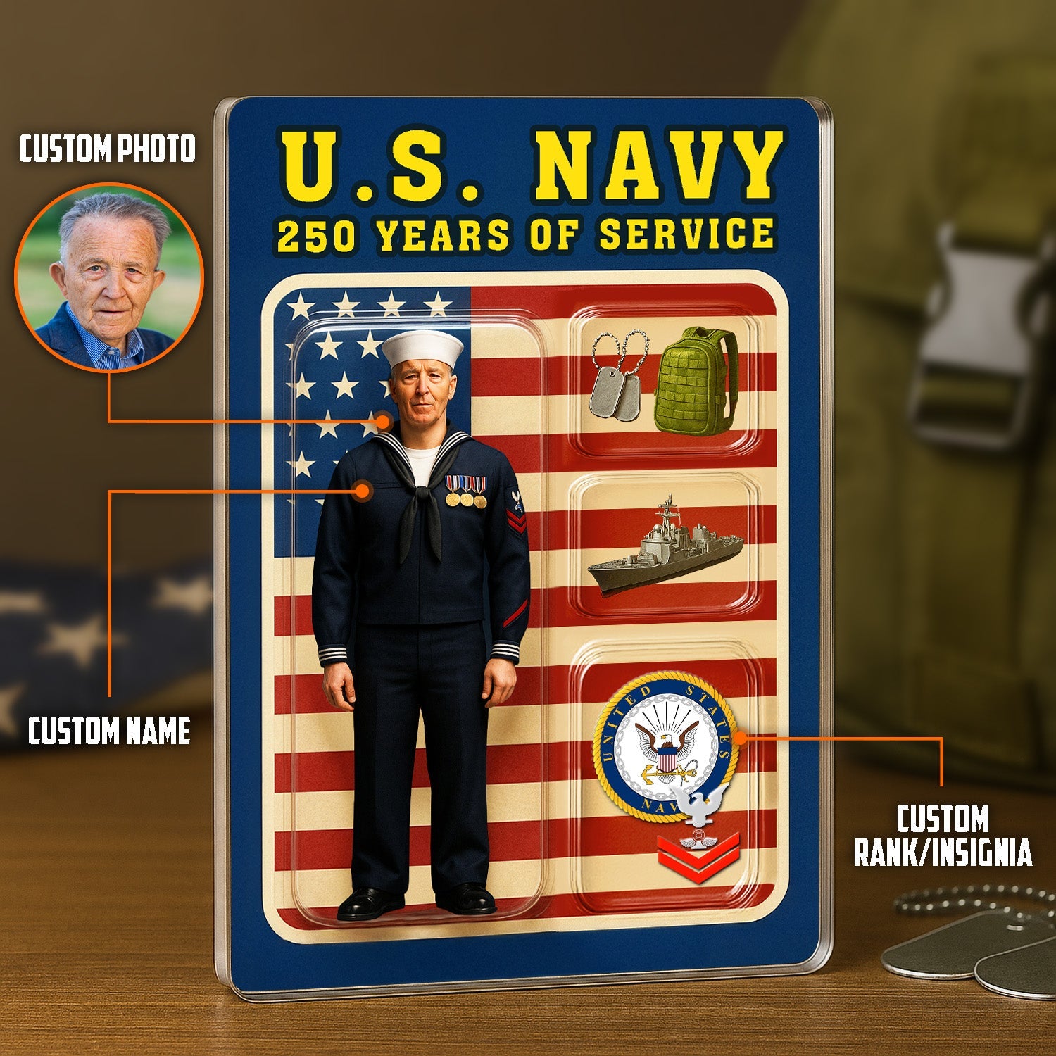 Custom Figure Traditional Sailor Uniform Acrylic Block