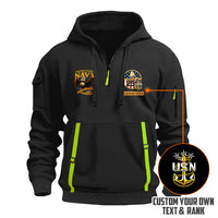 Personalized US Navy Quater Zip Hoodie JQZ04