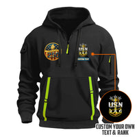 Personalized US Navy Quater Zip Hoodie JQZ06
