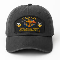Premium Washed Denim Cap – Embroidered-Effect Print DC003