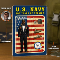 Personalized US Navy 250th Years Of Service Custom Figure Uniform Acrylic Block
