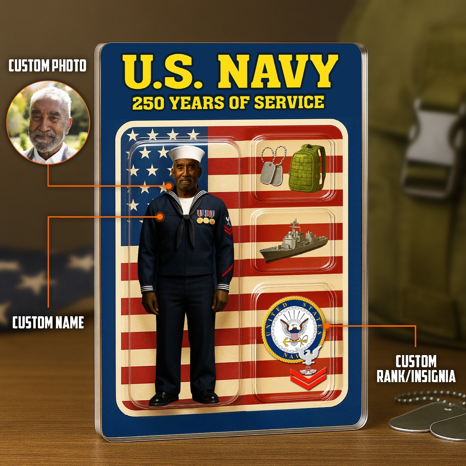 Custom Figure Traditional Sailor Uniform Acrylic Block