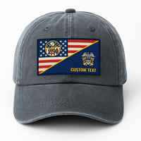 Custom Ranks & Text Premium Washed Denim Cap DC017