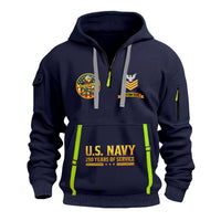 Personalized US Navy Quater Zip Hoodie JQZ02