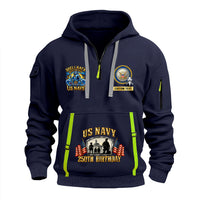 Personalized US Navy Quater Zip Hoodie JQZ10