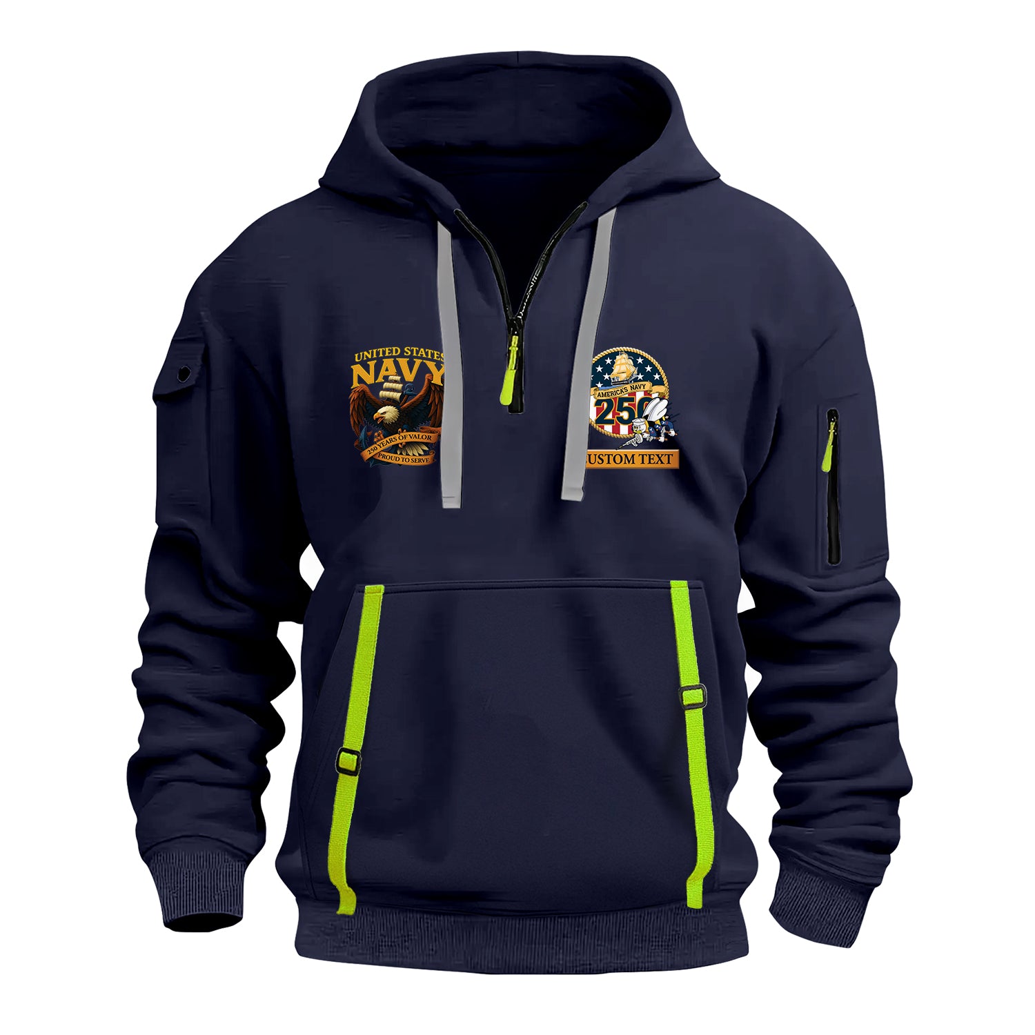 Personalized US Navy Quater Zip Hoodie JQZ04