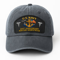 Premium Washed Denim Cap – Embroidered-Effect Print DC003