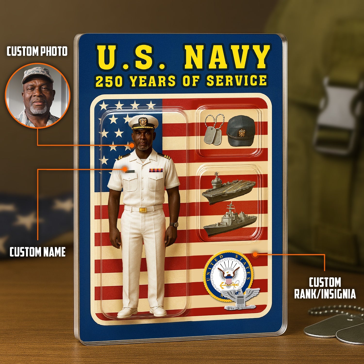 Custom Acrylic Plaque with Service Dress White Uniform