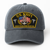 Premium Washed Denim Cap – Embroidered-Effect Print DC009