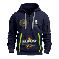 Personalized US Navy Quater Zip Hoodie JQZ11
