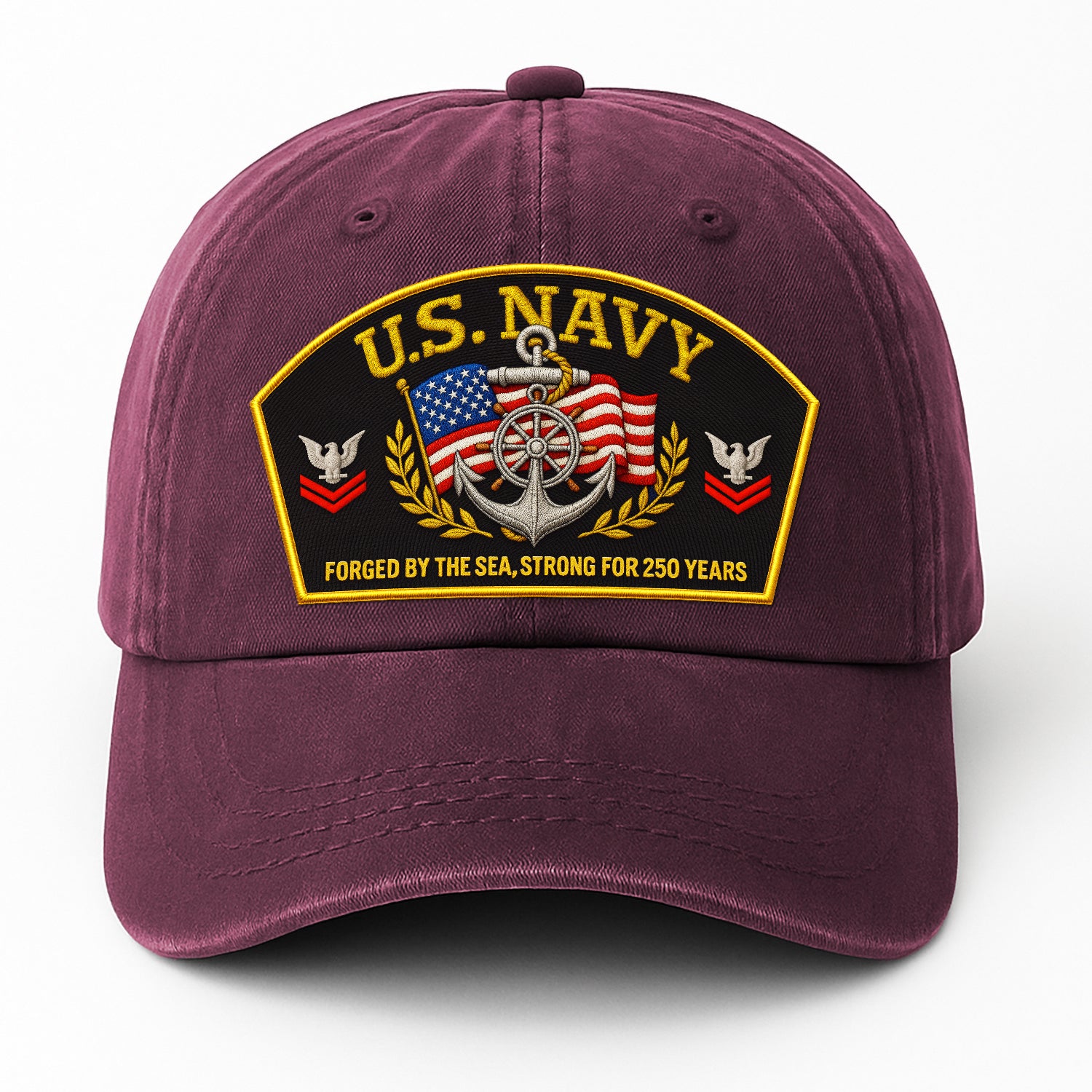 Premium Washed Denim Cap – Embroidered-Effect Print DC009