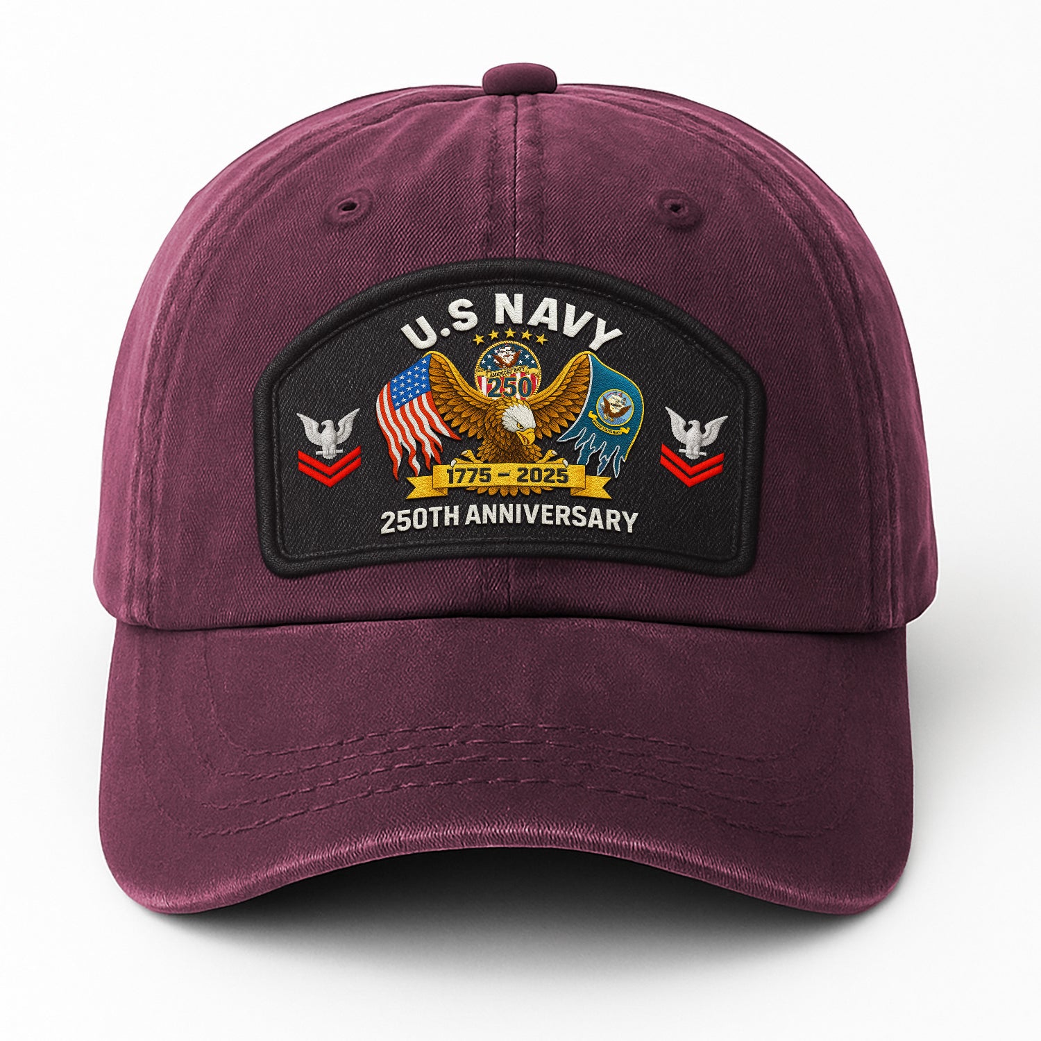 Premium Washed Denim Cap – Embroidered-Effect Print DC004