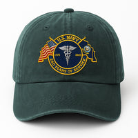 Premium Washed Denim Cap – Embroidered-Effect Print DC008