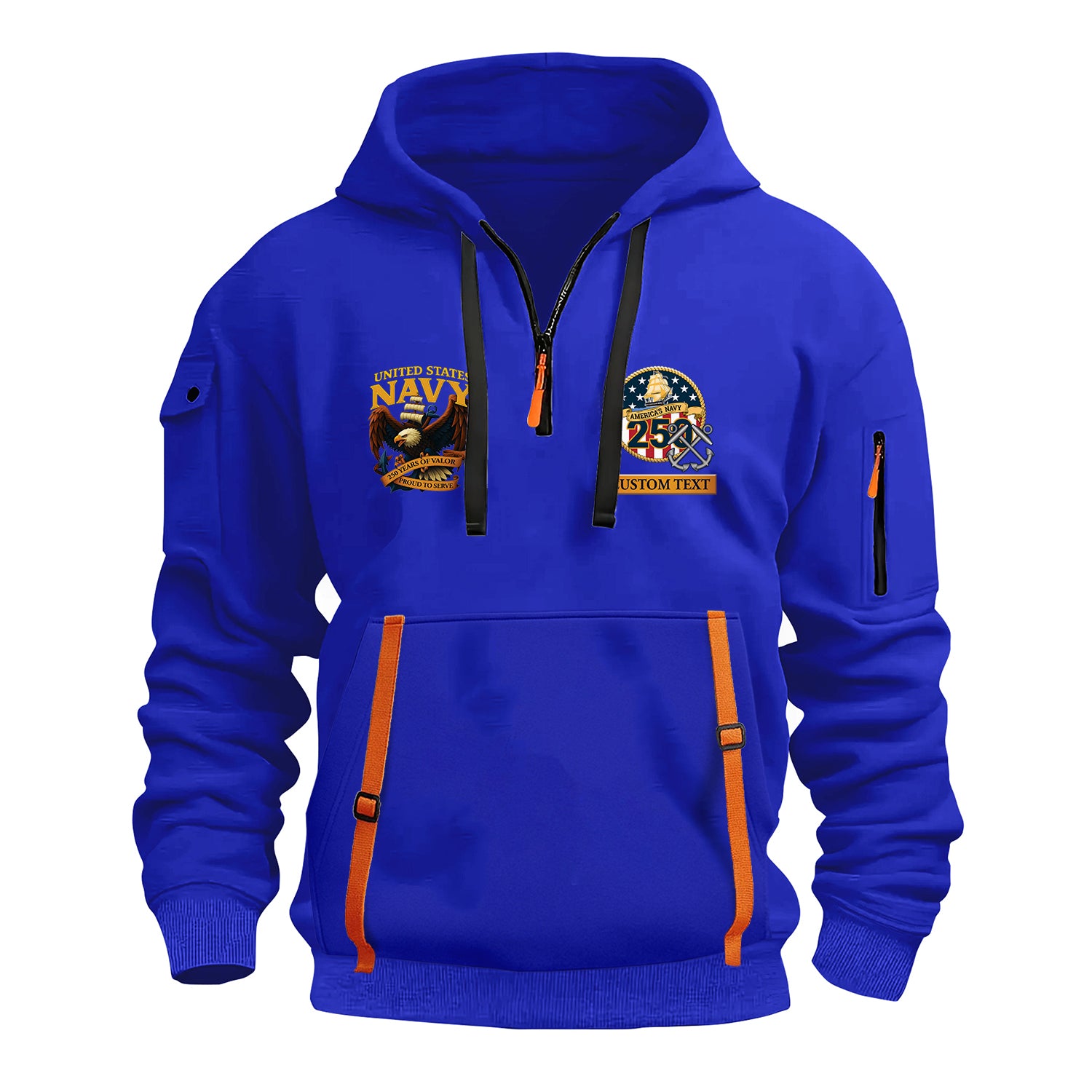 Personalized US Navy Quater Zip Hoodie JQZ04