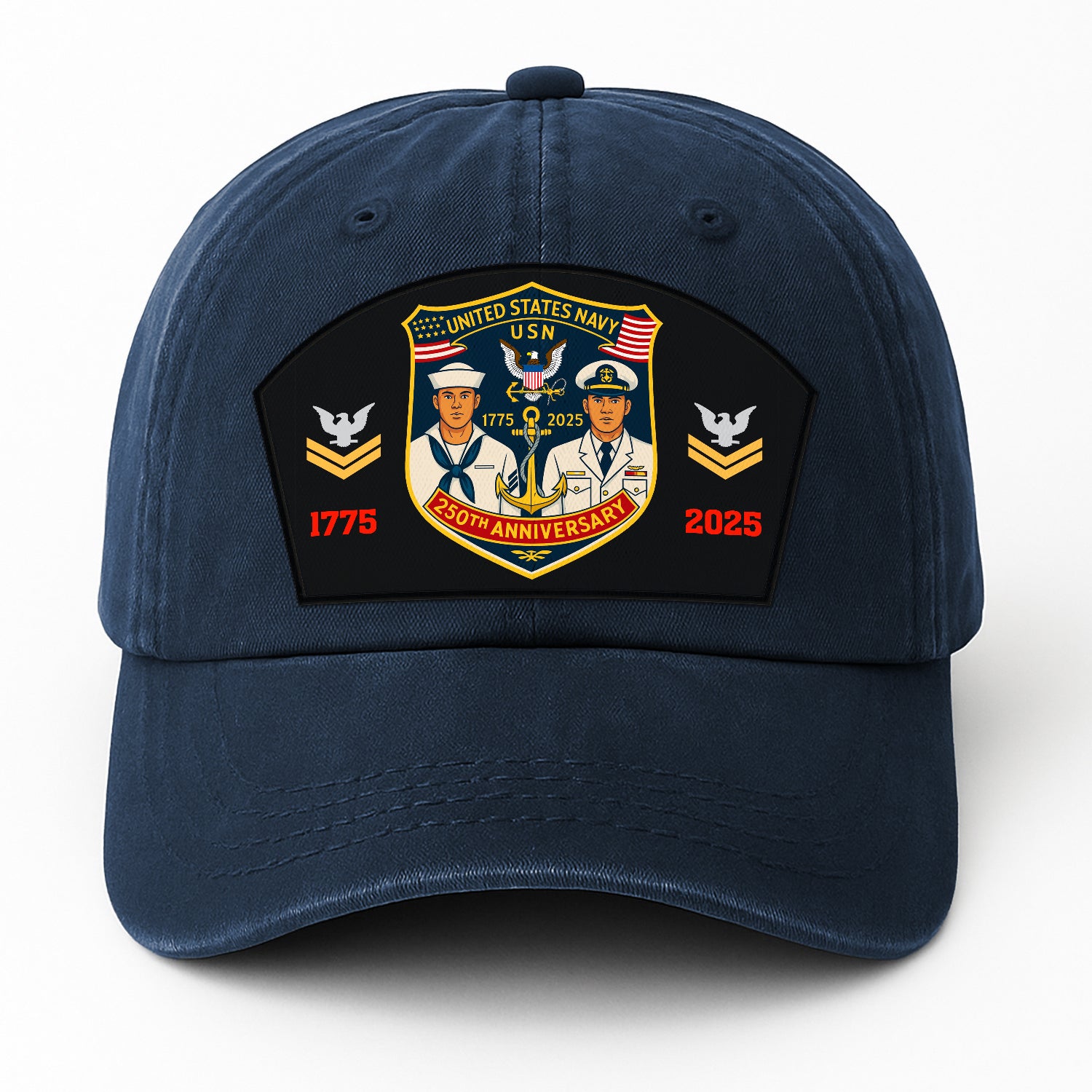Custom Ranks & Text Premium Washed Denim Cap DC014