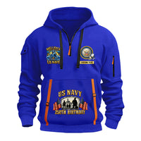 Personalized US Navy Quater Zip Hoodie JQZ10