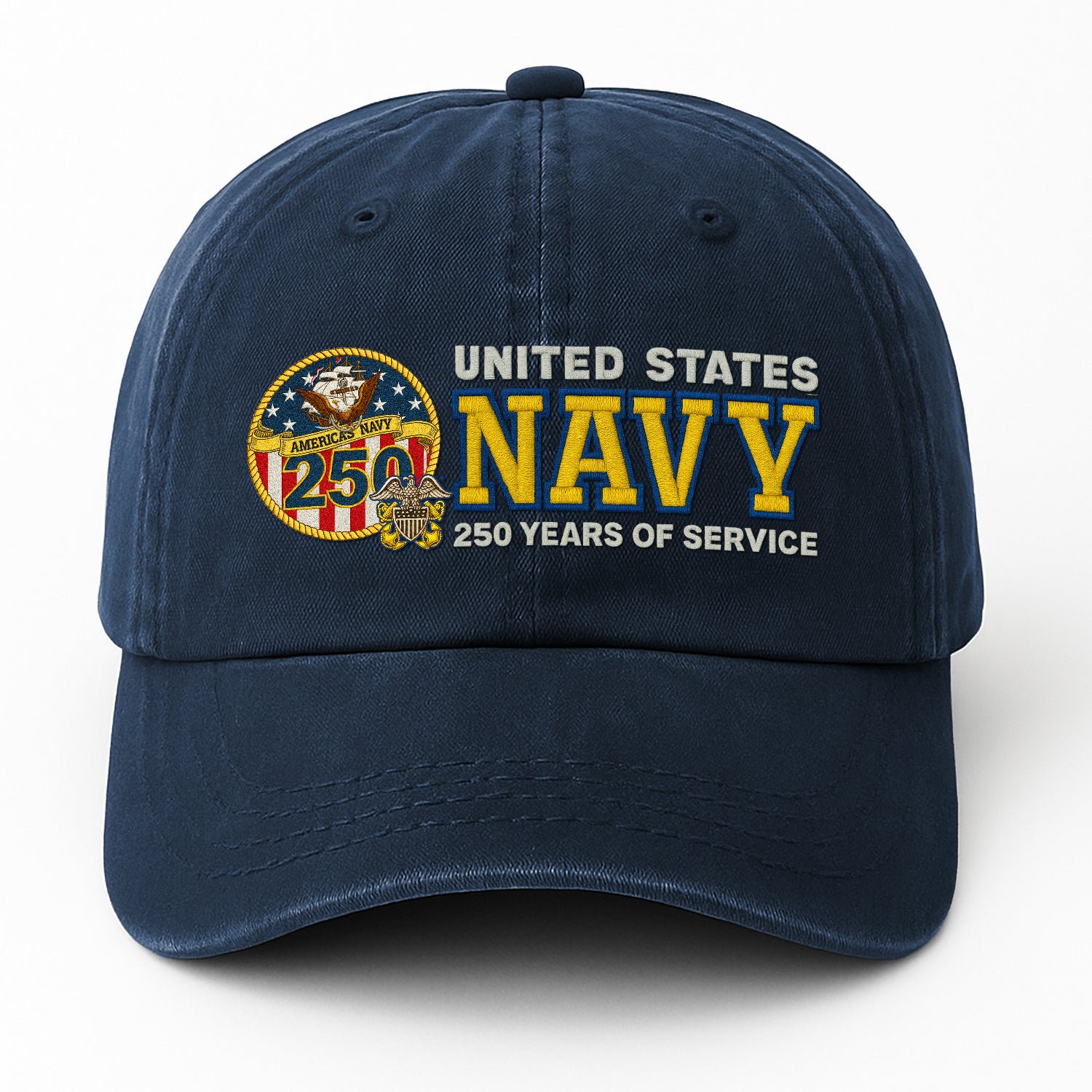 Premium Washed Denim Cap – Embroidered-Effect Print DC007