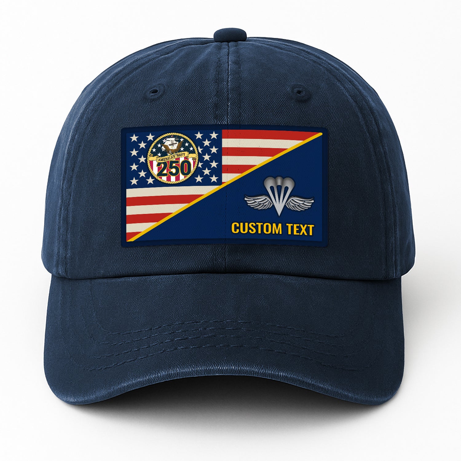 Custom Ranks & Text Premium Washed Denim Cap DC017