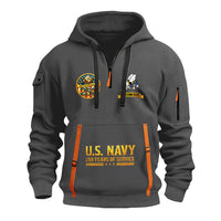 Personalized US Navy Quater Zip Hoodie JQZ02