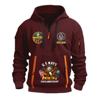 Personalized US Navy Quater Zip Hoodie JQZ09