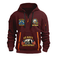 Personalized US Navy Quater Zip Hoodie JQZ10