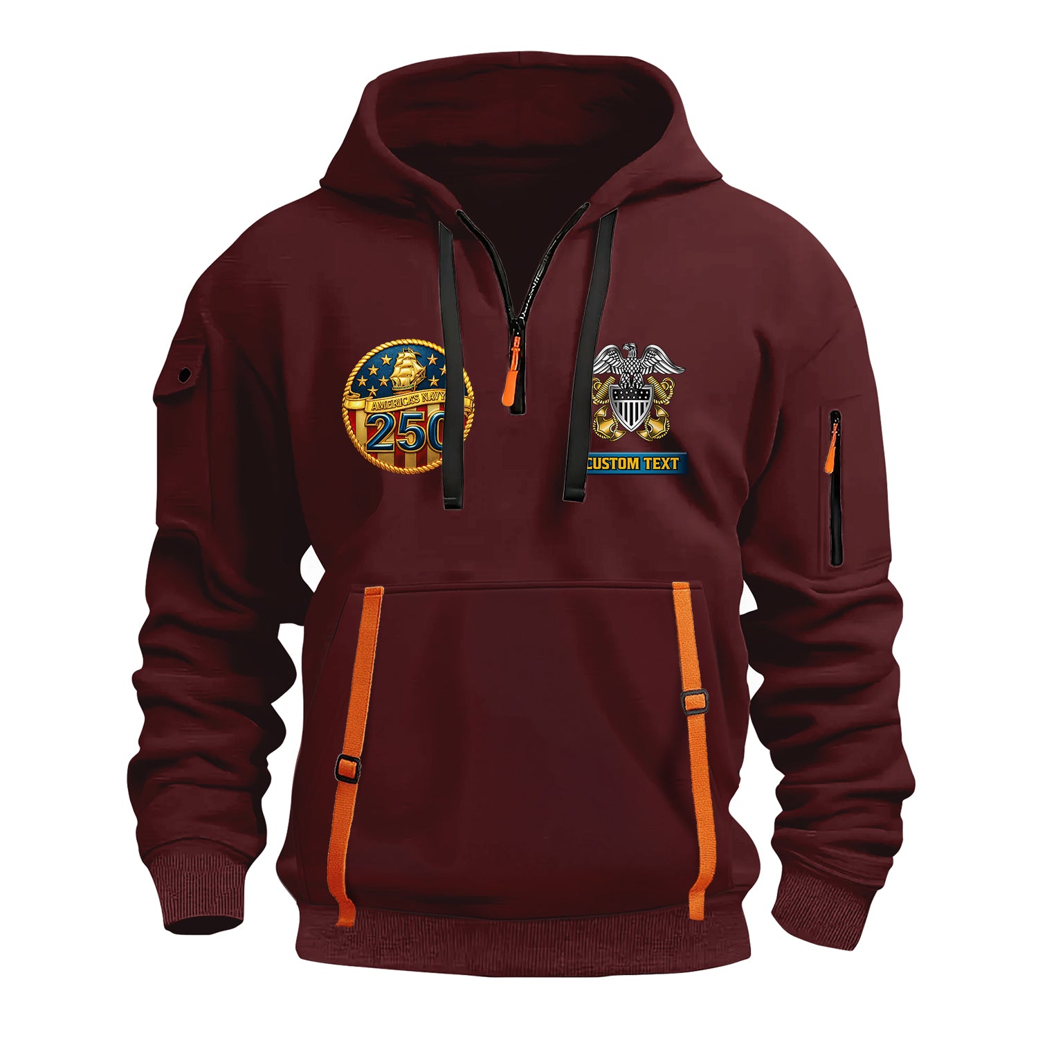 Personalized US Navy Quater Zip Hoodie JQZ07