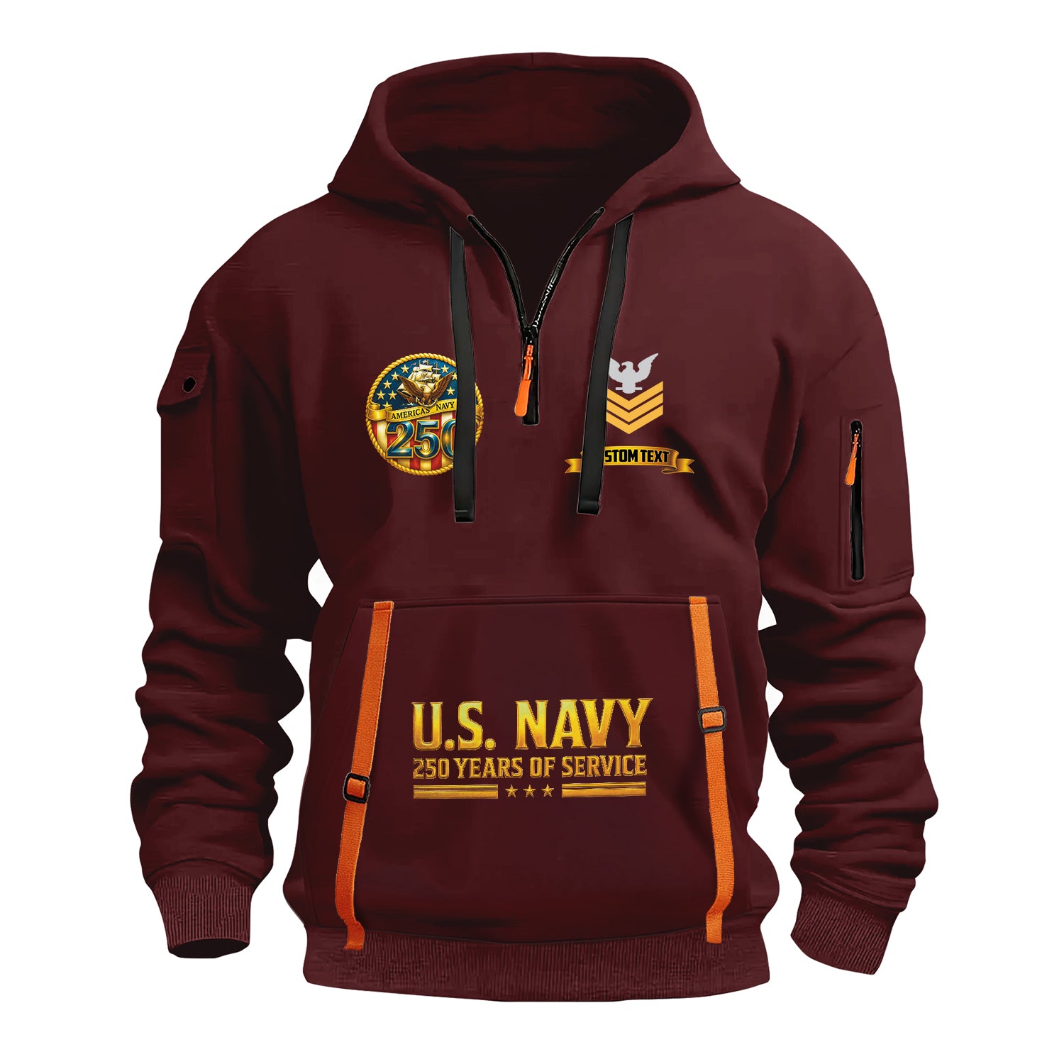 Personalized US Navy Quater Zip Hoodie JQZ02