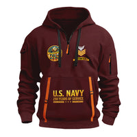 Personalized US Navy Quater Zip Hoodie JQZ02