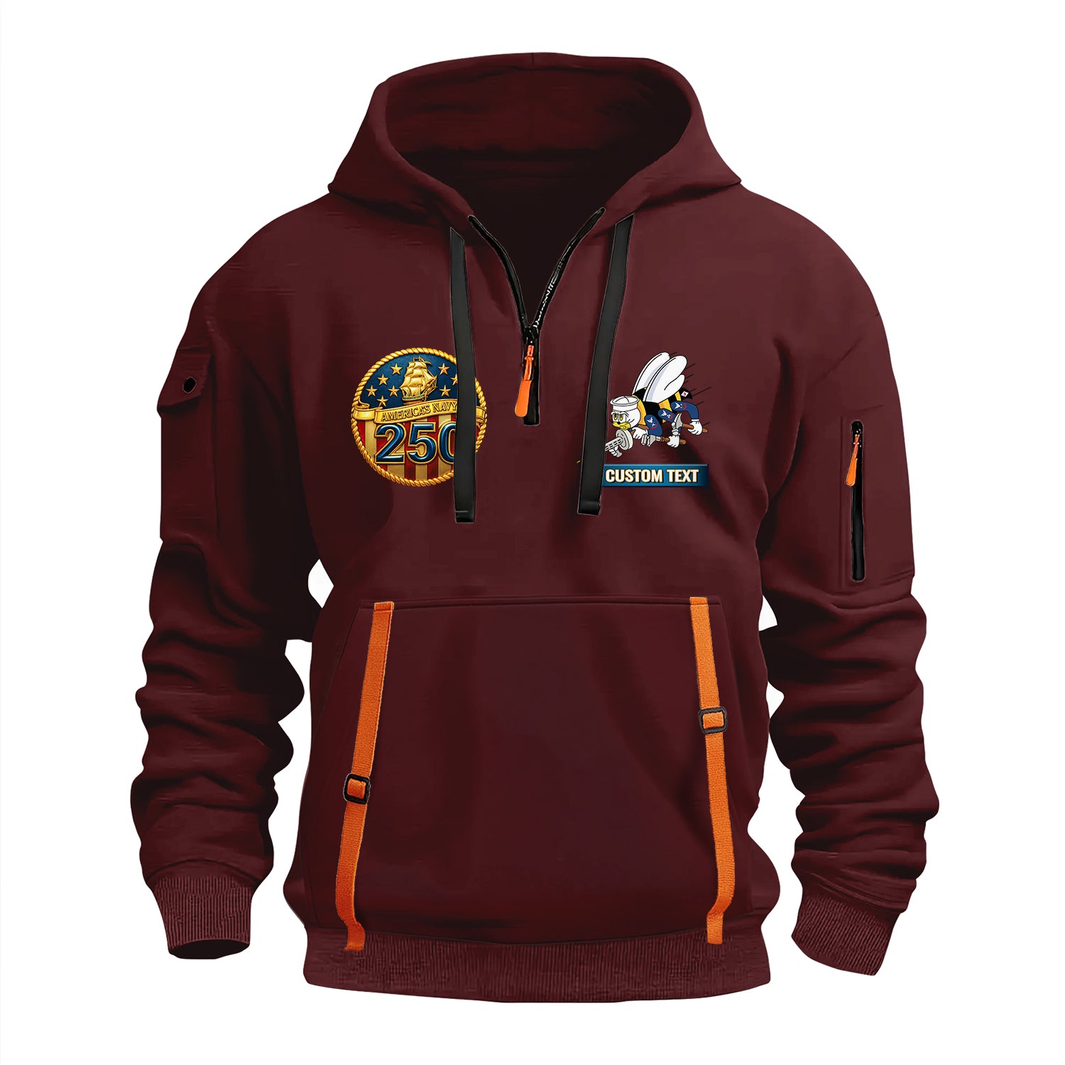 Personalized US Navy Quater Zip Hoodie JQZ06