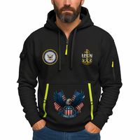 Custom US Navy Ranks Quarter Zip Hoodie TQZ01