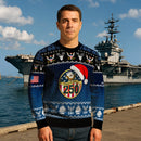 Personalized US Navy Christmas Ugly Sweater JUST07