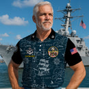 US Navy 250th Anniversary Polo Shirt – Ship Map Design with Custom Rank