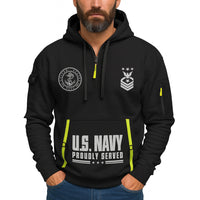 Custom US Navy Ranks Quarter Zip Hoodie TQZ03