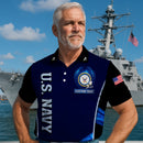 US Navy Polo Shirt – Bold Vertical Text & Navy Seal