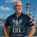 US Navy 250th Anniversary Polo Shirt – Eagle Emblem & Sailor Silhouette