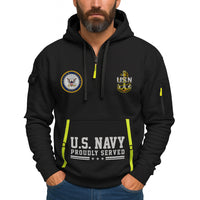 Custom US Navy Ranks Quarter Zip Hoodie TQZ02
